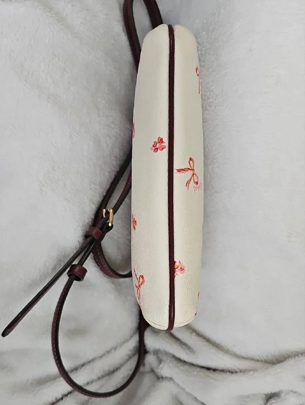 Coach Floral Bow Print Crossbody Bag White Burgundy CN768
